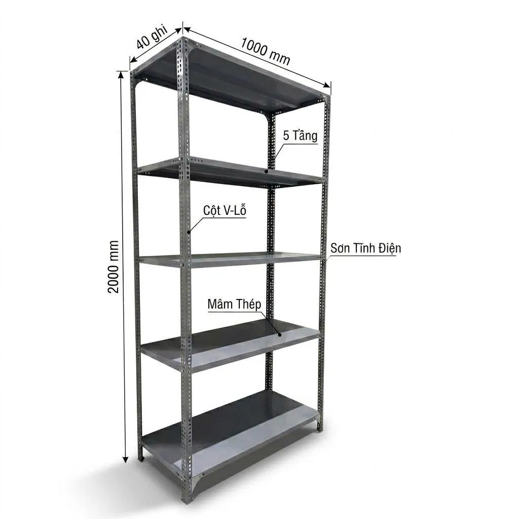 kệ kt : C2000 X D1500 X R300 X 5 SÀN