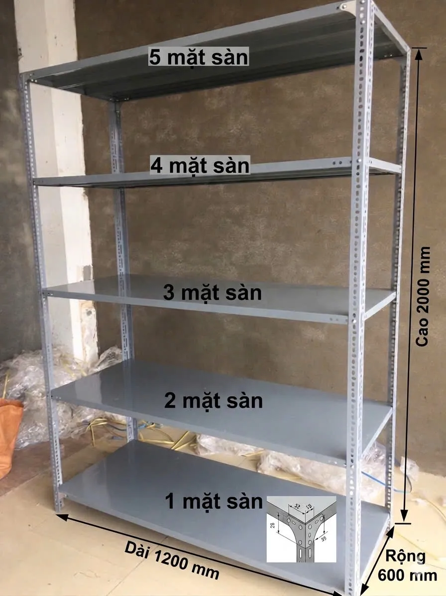 kệ sắt v lỗ đa năng
