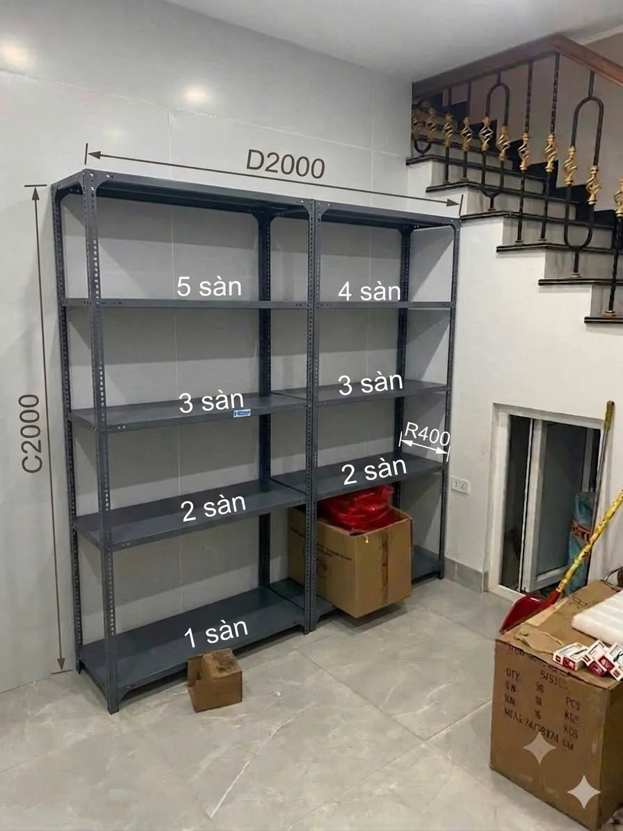 KT KỆ : C2000 X D2000 X R400 X 5 SÀN