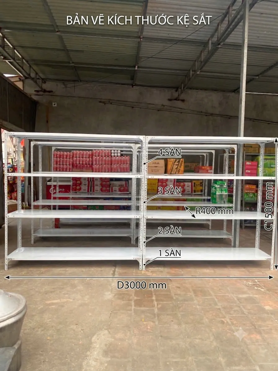 KỆ KT : C1500 X D3000 X R400 X 4 SÀN