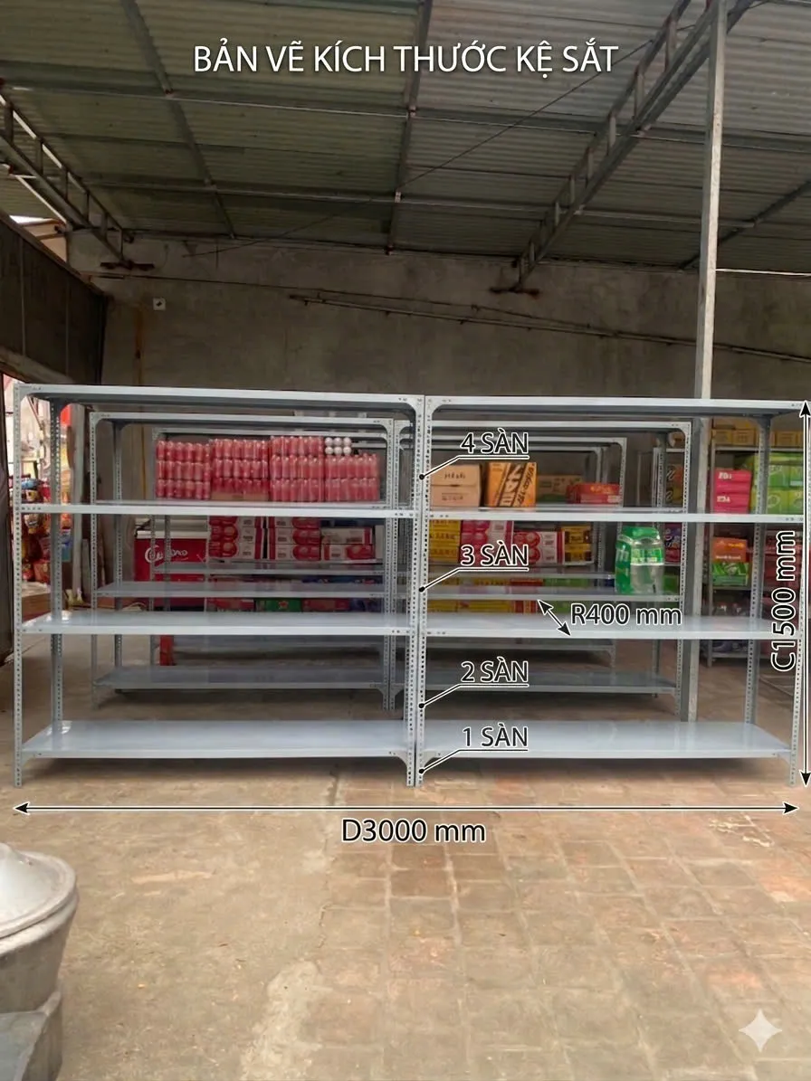 KỆ KT : C1500 X D3000 X R400 X 4 SÀN