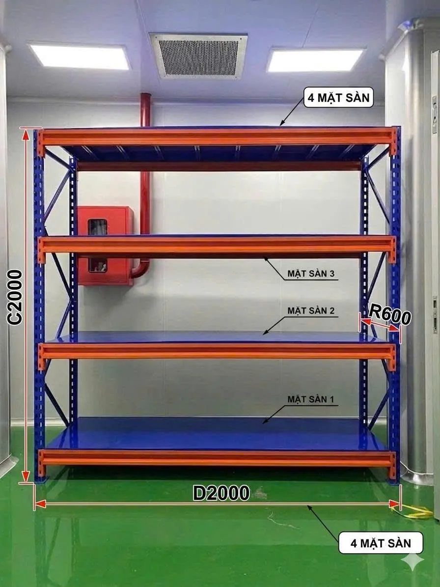 kệ KT : C2000 X D2000 X R600 X 4 SÀN